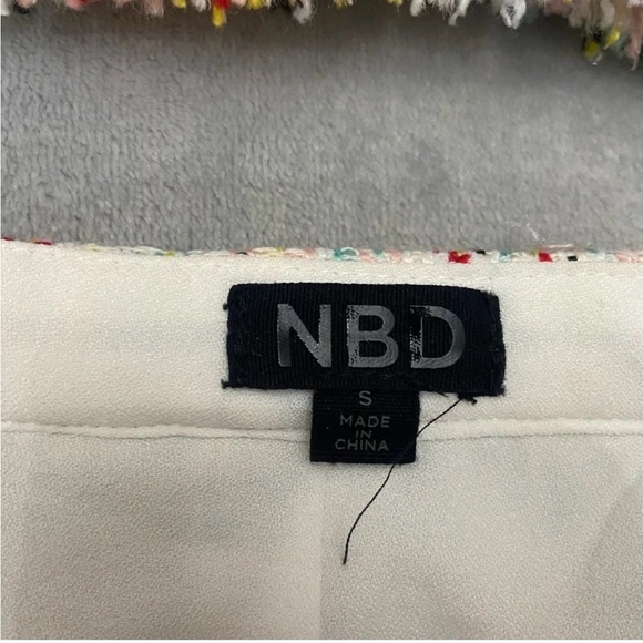 NBD Shawna Tweed Pastel Crop Top & Mini Skirt Set S | Fringe Hem 2-Piece Outfit - Picture 7 of 10